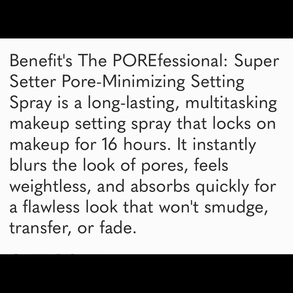 Benefit Cosmetics
The POREfessional: Super Setter Pore-Minimizing Setting Spray - Picture 4 of 5